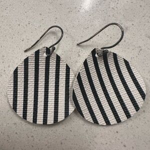 Black and White Stripe Fabric Earrings